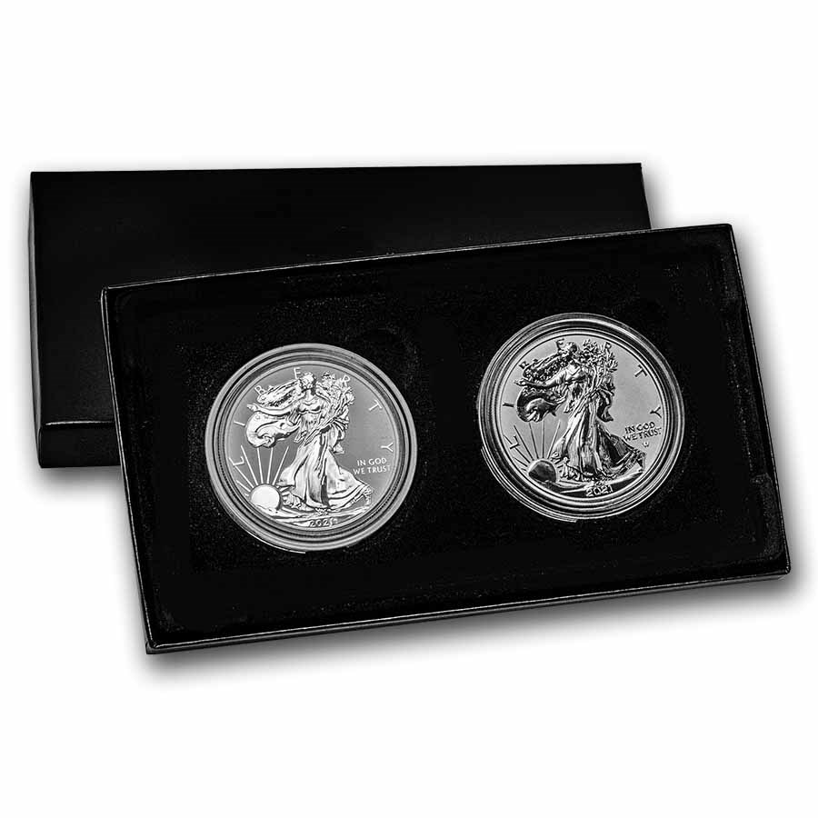 2021 Silver Eagle 2-Coin Designer Reverse Proof Set (w/Box & COA)