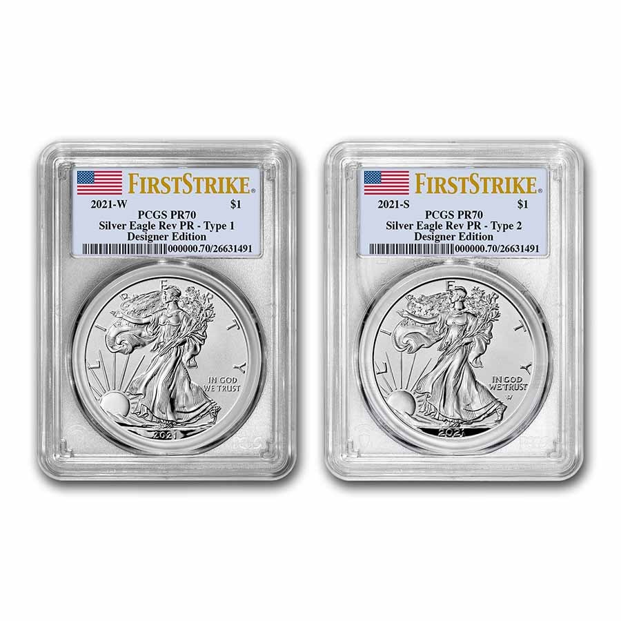 2021 Silver Eagle Designer 2-Coin Rev Proof Set PR-70 PCGS (FS®)