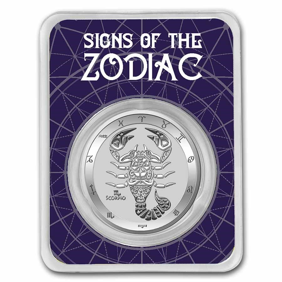 2021 Tokelau 1 oz Silver $5 Zodiac Series: Scorpio BU (TEP)