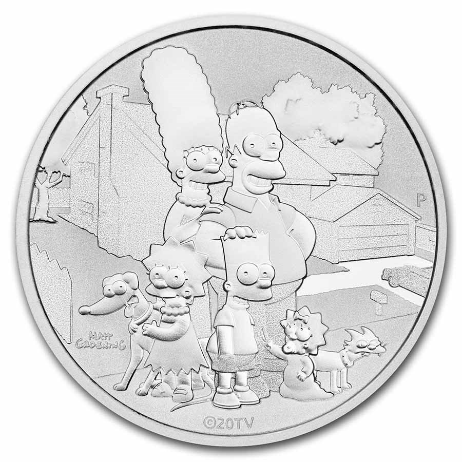 2021 Tuvalu 1 oz Silver The Simpsons: The Simpson Family BU