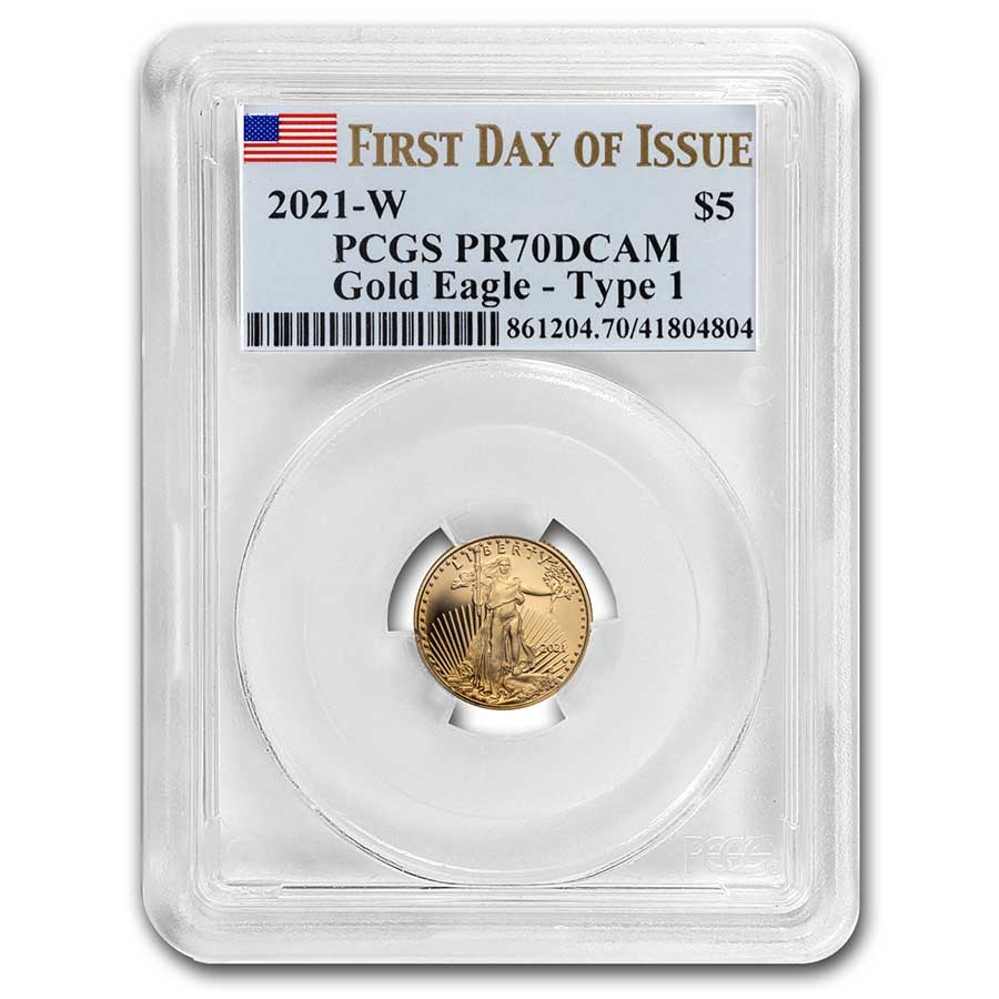 2021-W 1/10 oz Proof Gold Eagle (Type 1) PR-70 PCGS (FDI)
