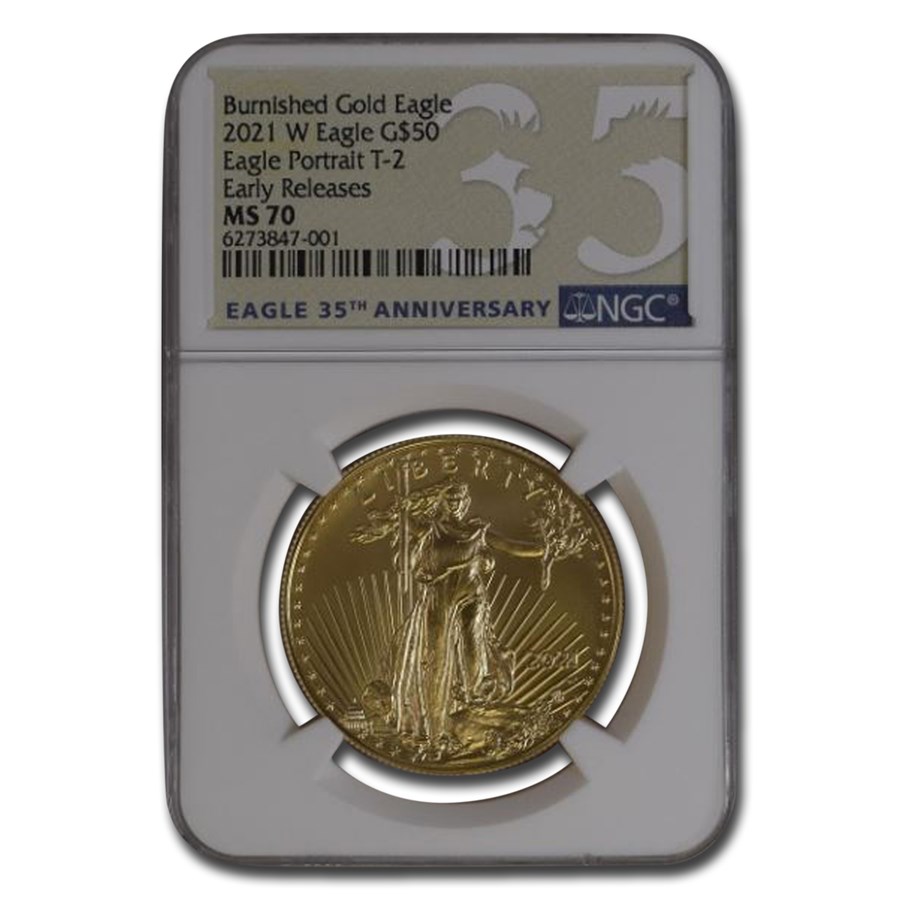 2021-W 1 oz Burnished Gold Eagle Type 2 MS-70 NGC (ER)