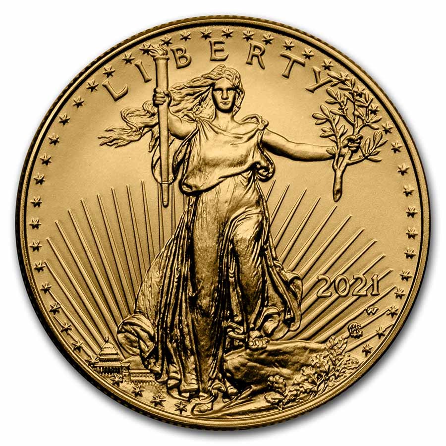 2021-W 1 oz Burnished Gold Eagle (Type 2) (w/Box & COA)