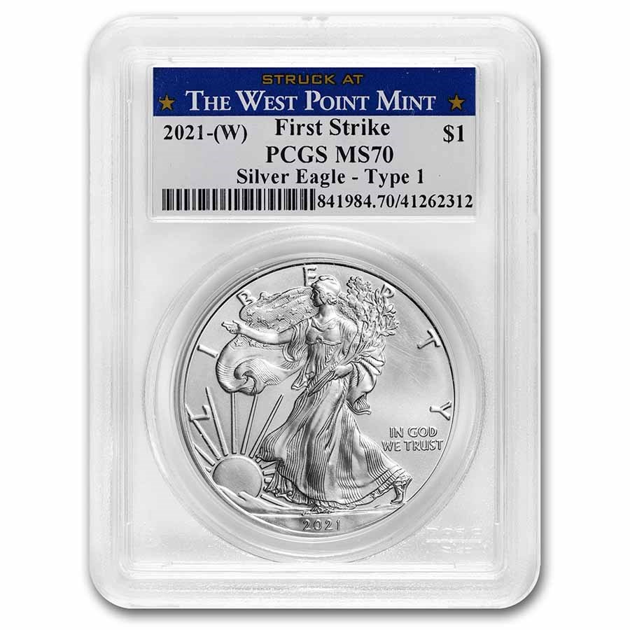 2021 (W) American Silver Eagle Type 1 MS-70 PCGS (FS, West Point)