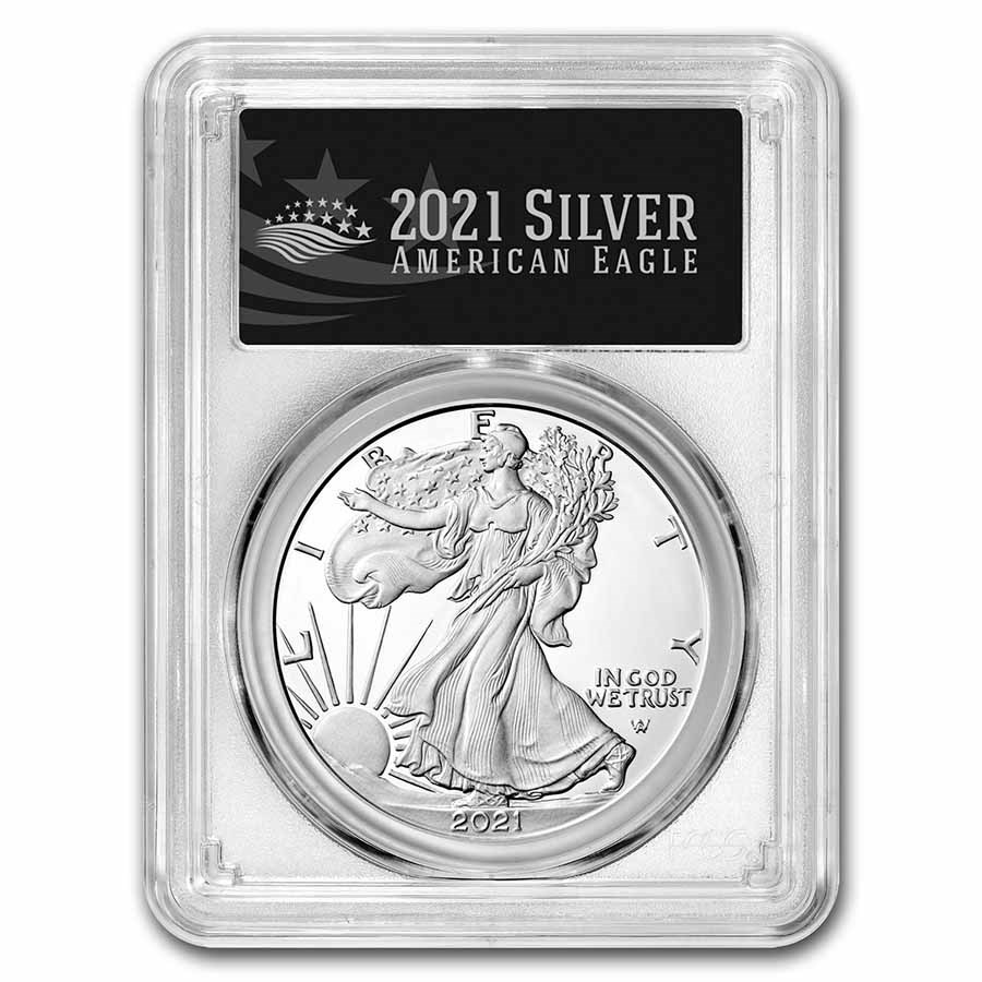 2021-W American Silver Eagle (Type 2) PR-70 PCGS (FDI, Black)