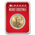 2022 1 oz American Gold Eagle - w/Red Merry Christmas Card