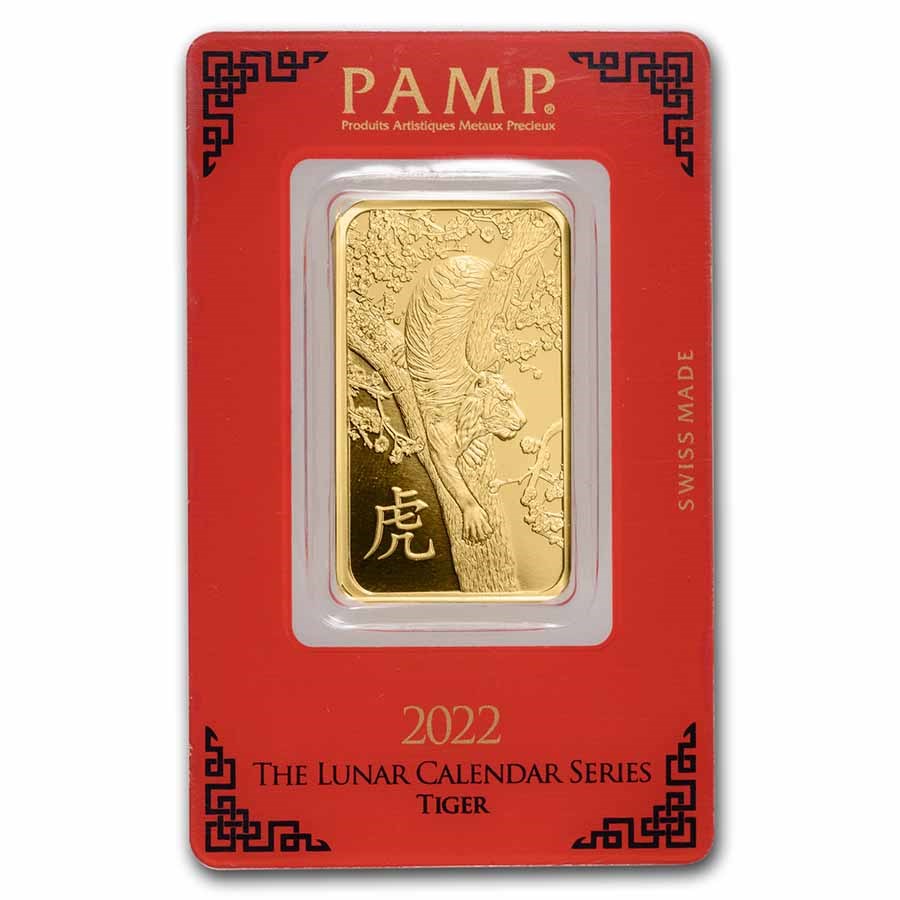 2022 1 oz Gold Bar - PAMP Suisse Year of the Tiger (In Assay)