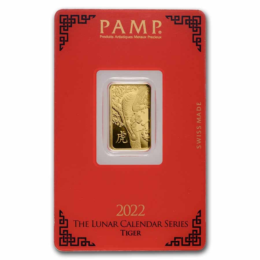 2022 5 gram Gold Bar - PAMP Suisse Year of the Tiger (In Assay)