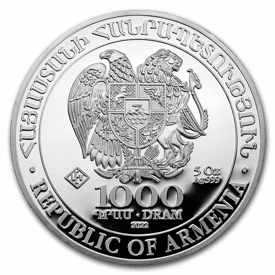 2022 Armenia 5 oz Silver 1000 Drams Noah’s Ark