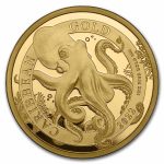 2022 Barbados 1 oz Gold Caribbean Octopus BU