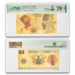 2022 Ghana 1/1000 oz Gold Justice Foil Note MS-70* PMG