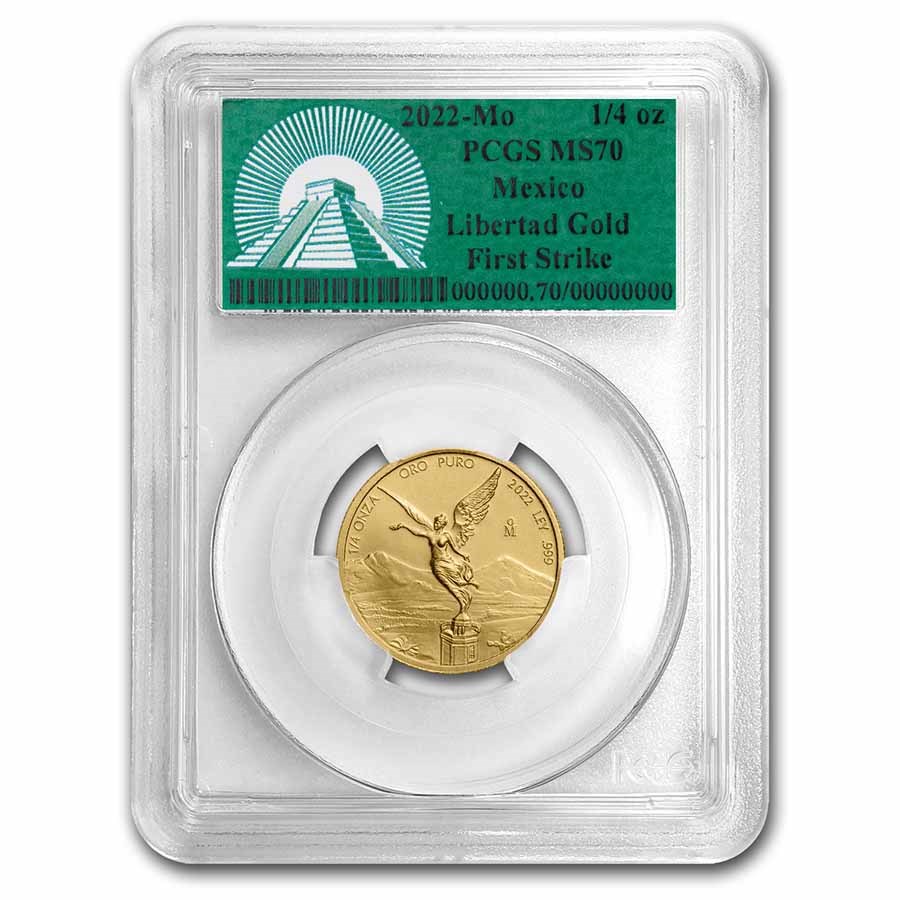 2022 Mexico 1/4 oz Gold Libertad MS-70 PCGS (FS, Green Label)