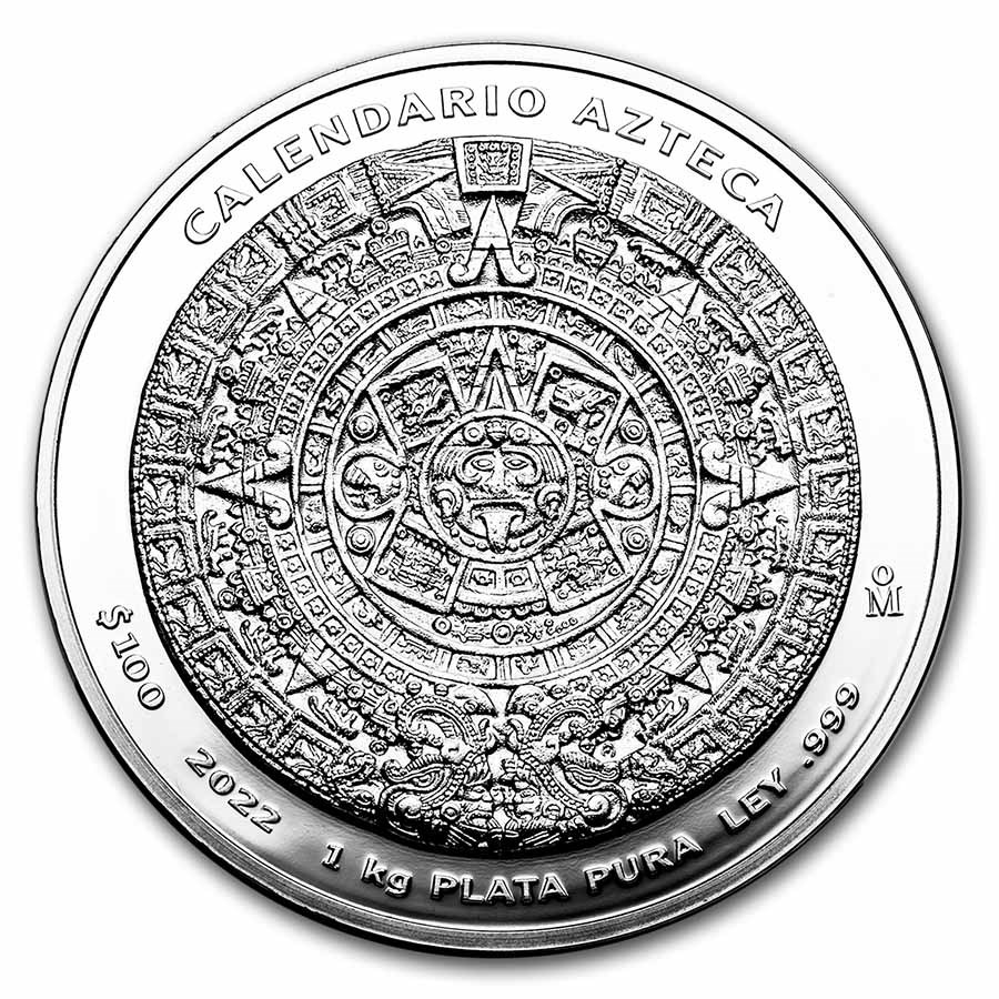 2022 Mexico 1 kilo Silver Aztec Calendar (w/Box & COA)