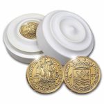 2022 Netherlands Gold Piedfort PF Ship Shilling (w/Ceramic Case)