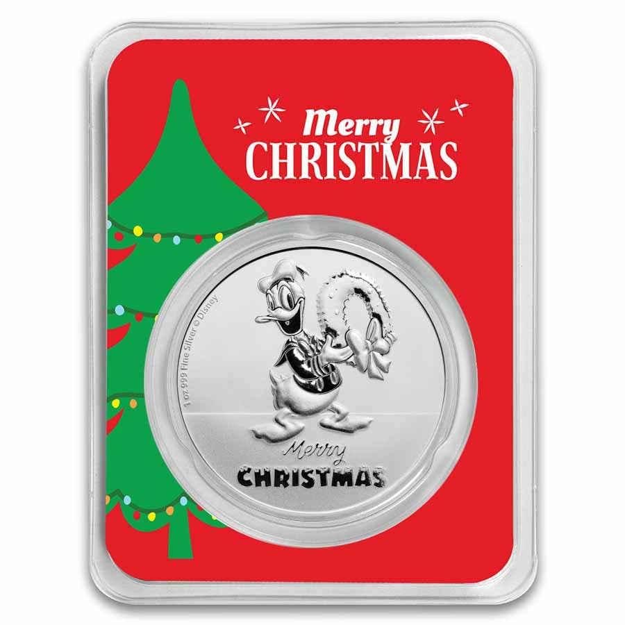 2022 Niue 1 oz Silver $2 Donald Duck Christmas in Holiday TEP