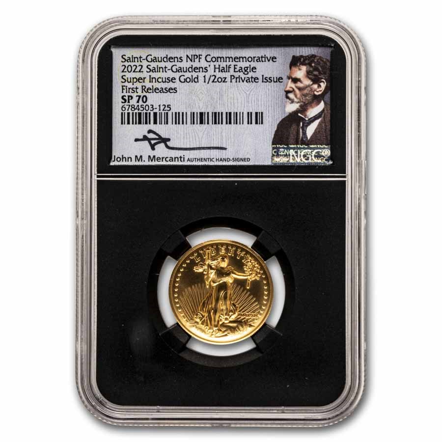 2022 NPF 1/2 oz Gold St Gaudens Super Incuse Half Eagle SP-70 FR