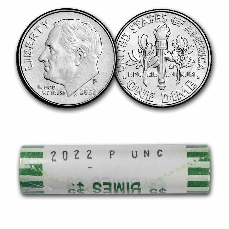 2022-P Roosevelt Dime 50-Coin Roll BU