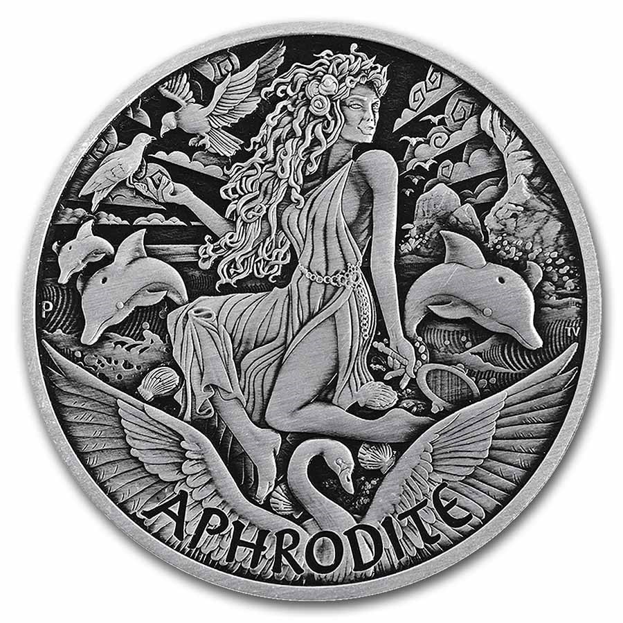 2022 Tuvalu 1 oz Silver Antiqued Gods of Olympus (Aphrodite)