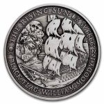 2022 Tuvalu 1 oz Silver Black Flag Antiqued (The Rising Sun)