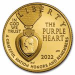 2022-W Gold $5 Commem Purple Heart Proof (w/Box & CoA)