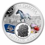 2023 1 oz Ag Treasures North Dakota Buffalo Horn (Colorized)