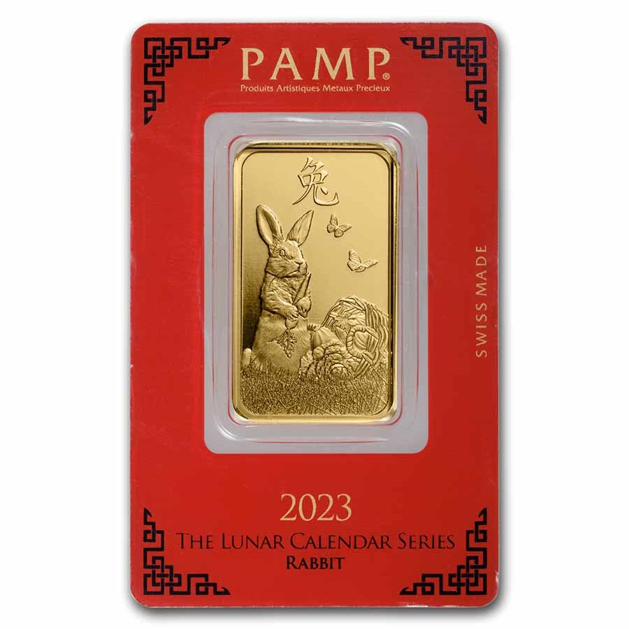 2023 1 oz Gold Bar - PAMP Suisse Year of the Rabbit (In Assay)