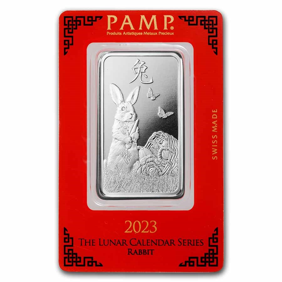 2023 1 oz Silver Bar - PAMP Suisse (Year of the Rabbit)