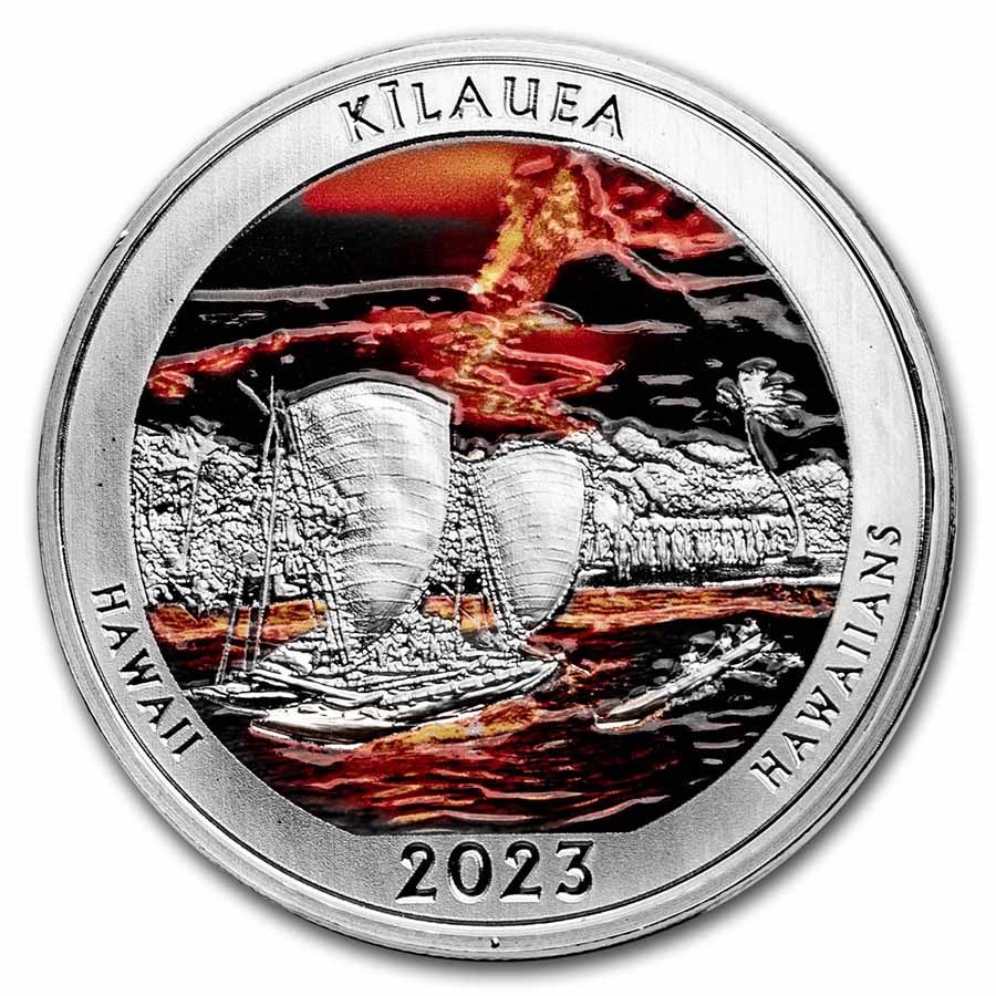 2023 1 oz Silver NATB Hawaii Volcanoes National Park (Colorized)