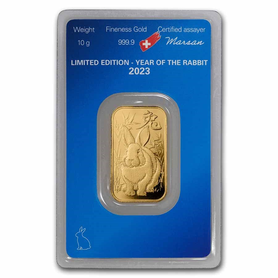 2023 10 gram Gold Bar - Argor-Heraeus Year of the Rabbit (Assay)