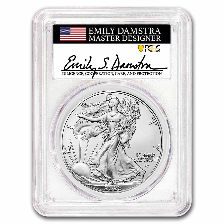 2023 American Silver Eagle MS-70 PCGS (FDI, Damstra)