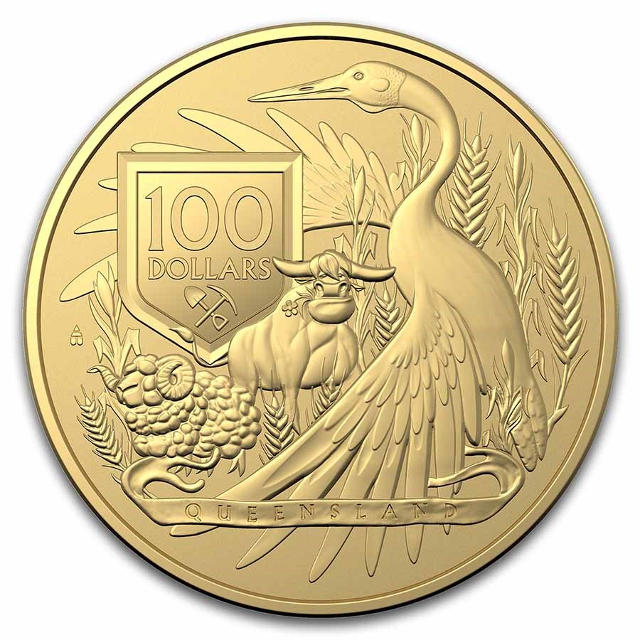 2023 Australia $100 1 oz Gold Coat of Arms - Queensland BU