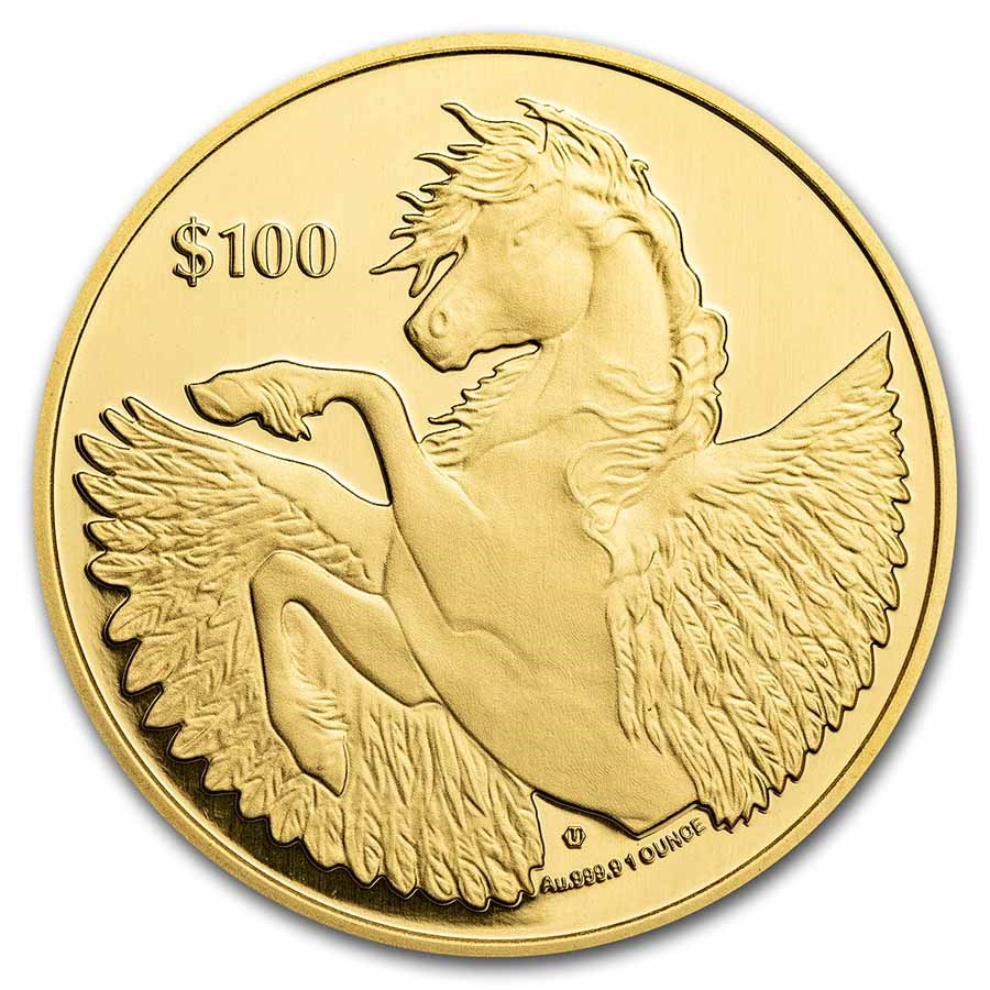 2023 BVI 1 oz Gold Pegasus Reverse Cameo BU