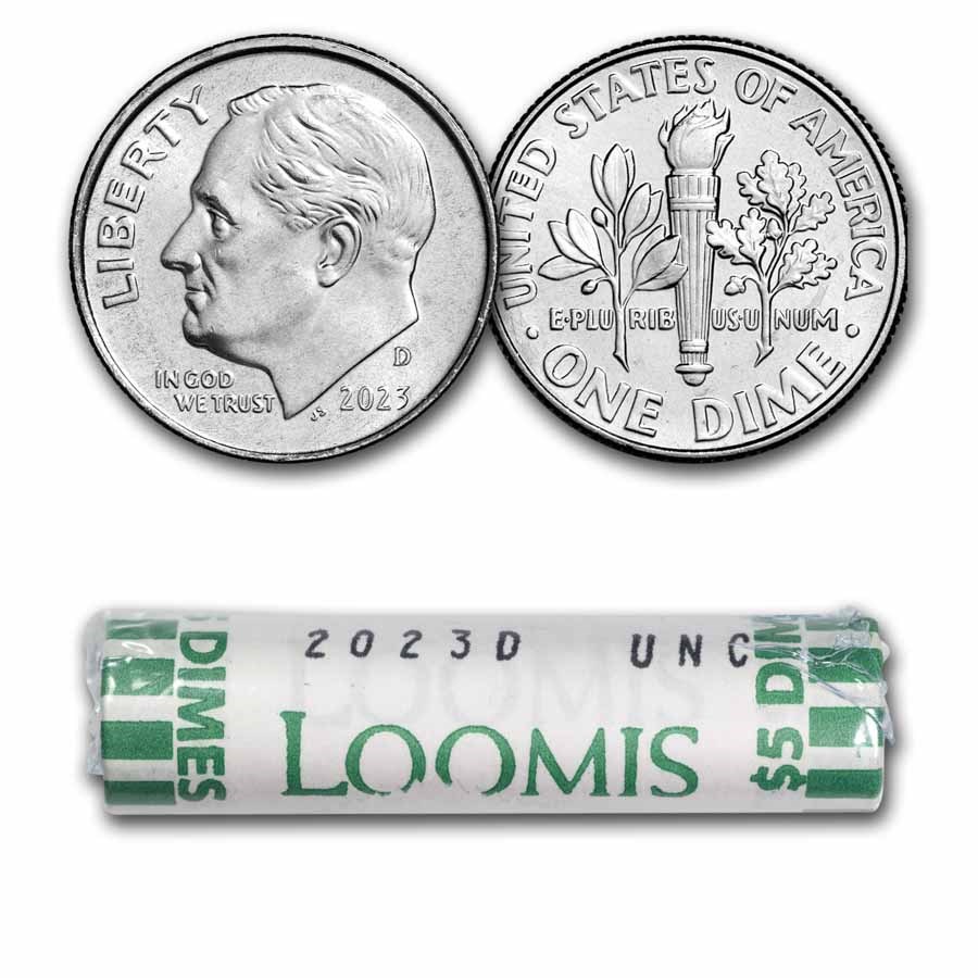 2023-D Roosevelt Dime 50-Coin Roll BU