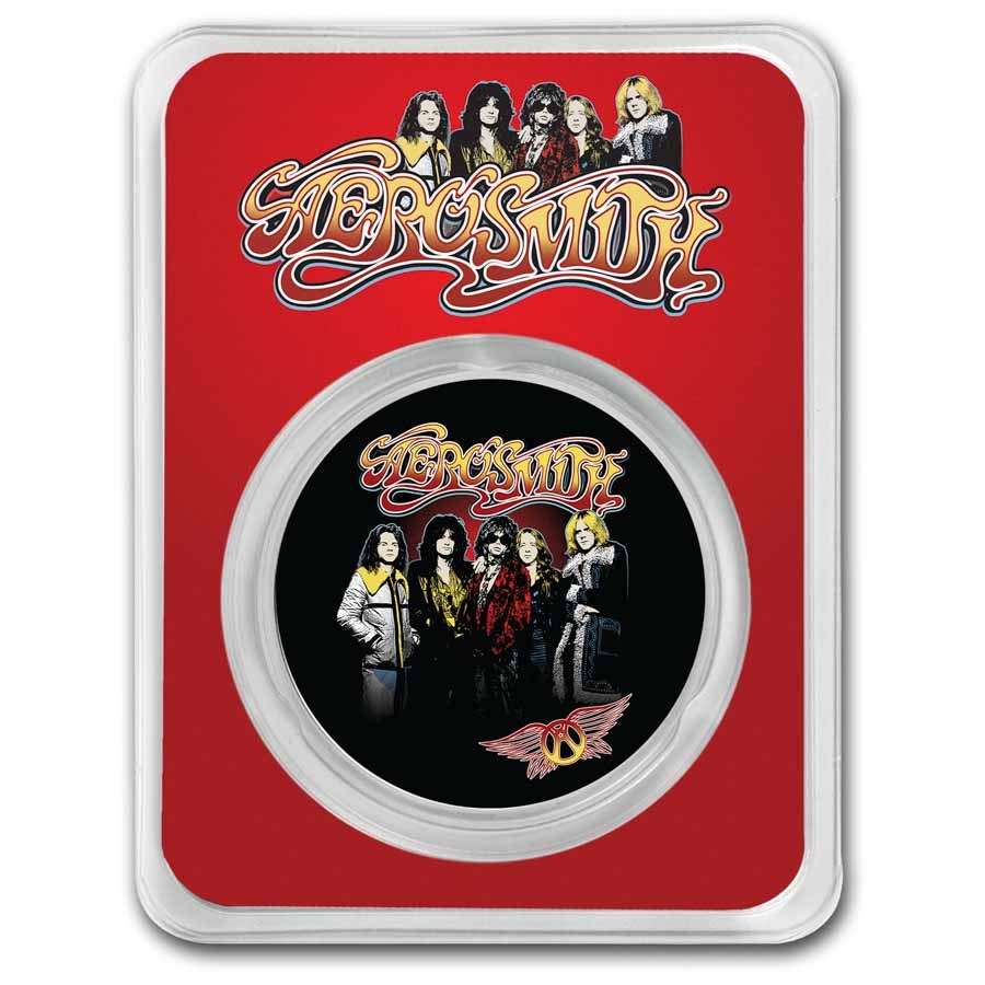2023 Niue 1 oz Ag $2 Aerosmith Colorized 50th Anniv. Band in TEP