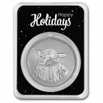 2023 Niue 1 oz Ag $2 Grogu Baby Yoda in Serialized Holiday TEP