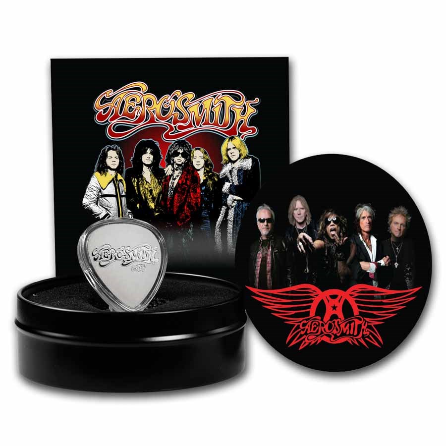 2023 Niue 10 gram Ag Aerosmith 50th Anniv Playable Guitar Pick