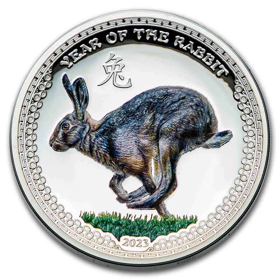2023 Palau 1 oz Silver Year of the Rabbit (No Box/COA) Colorized