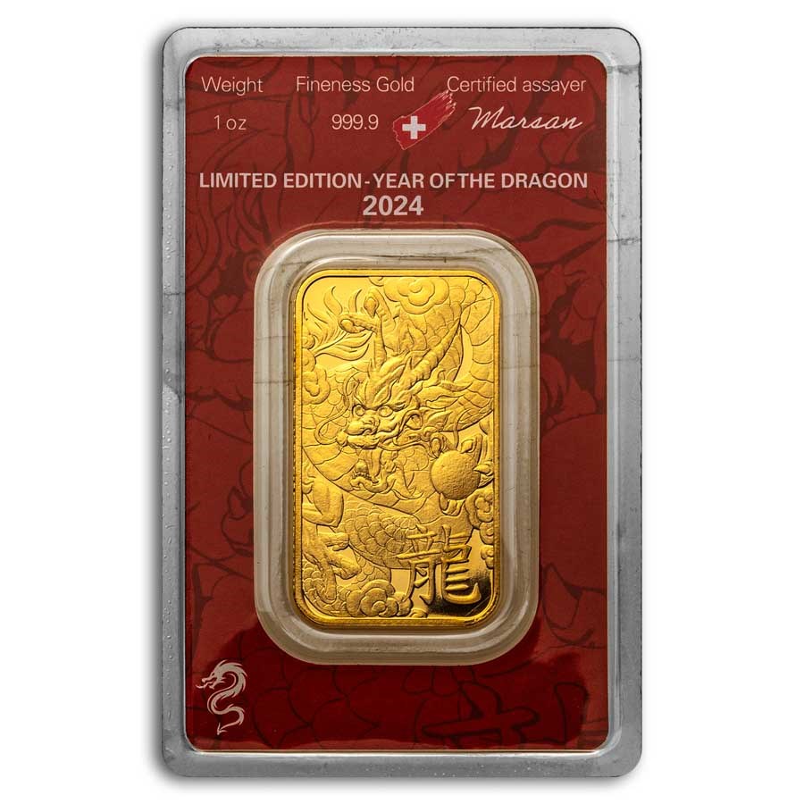 2024 1 oz Gold Bar - Argor-Heraeus Year of the Dragon (Assay)