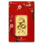 2024 1 oz Gold Bar - Perth Mint Lunar Dragon (In Assay)