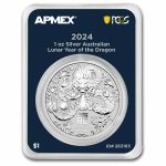 2024 AUS 1 oz Silver Lunar Dragon BU SIII (MD® Premier+PCGS)
