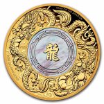 2024 AUS 2 oz Gold Double Dragon with Mother of Pearl PF (Box)