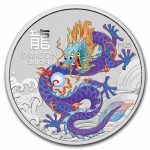 2024 Australia 1 oz Silver Lunar Colorized Purple Dragon Capsule