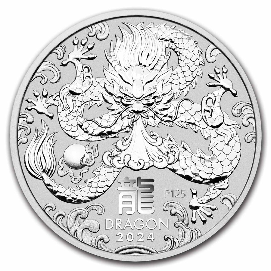 2024 Australia 2 oz Silver Lunar Dragon BU (Series III)