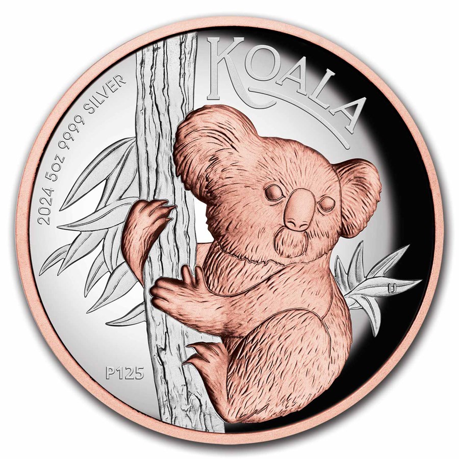 2024 Australia 5 oz Silver Gilded Koala Proof (High Relief)