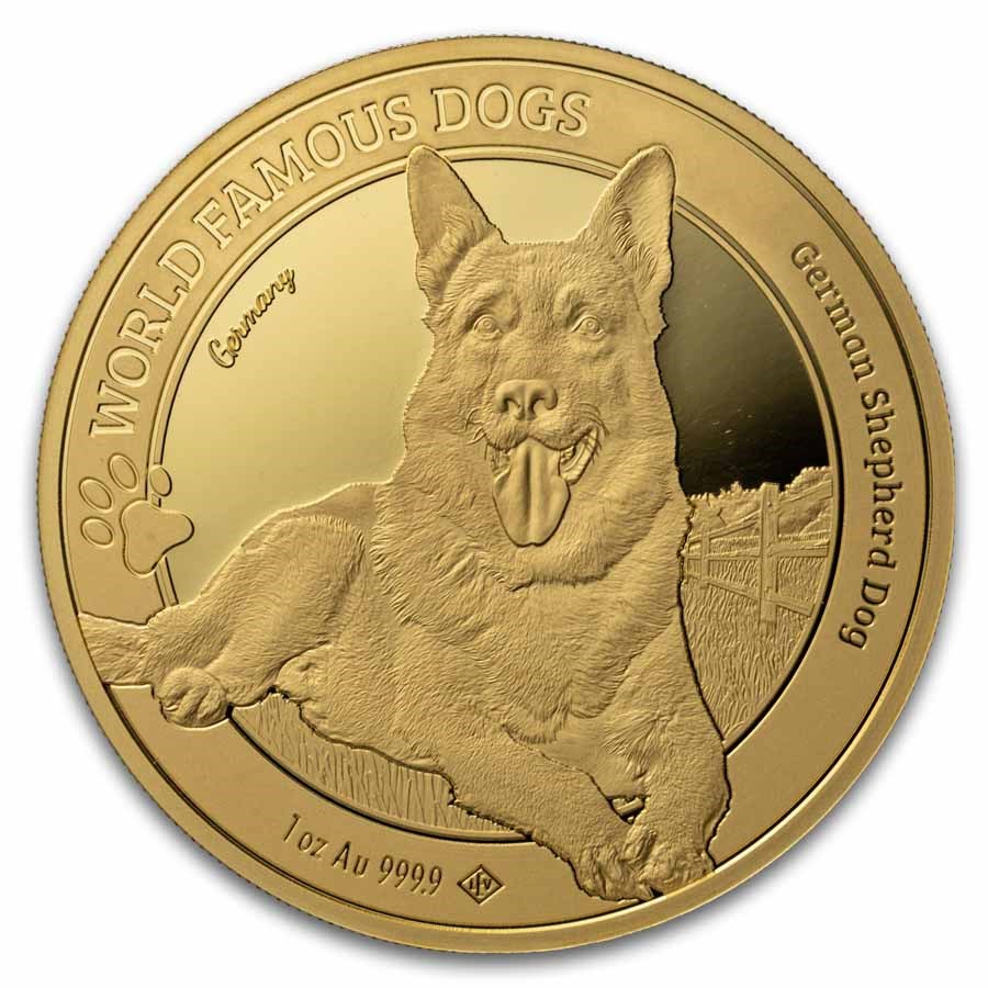 2024 Cameroon 1 oz Gold World Famous Dogs - German Shepherd