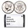 2024-D Kennedy Half Dollar 20-Coin Roll BU (Mint Wrapped Roll)