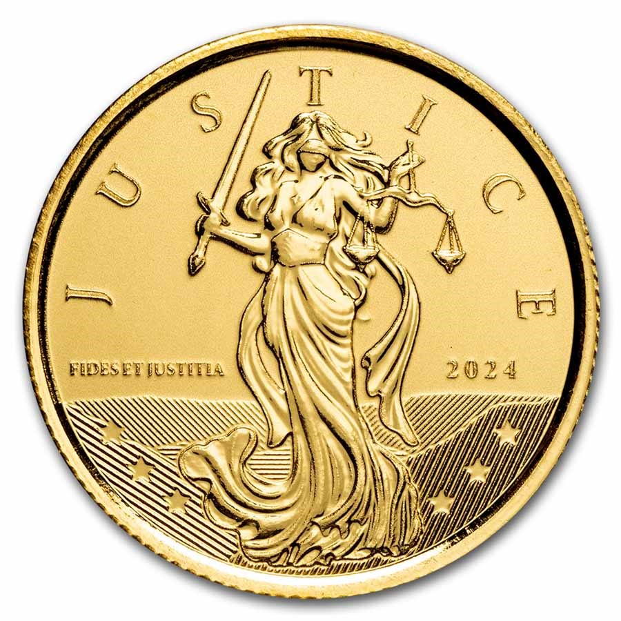 2024 Gibraltar 1/10 oz Gold Lady Justice BU