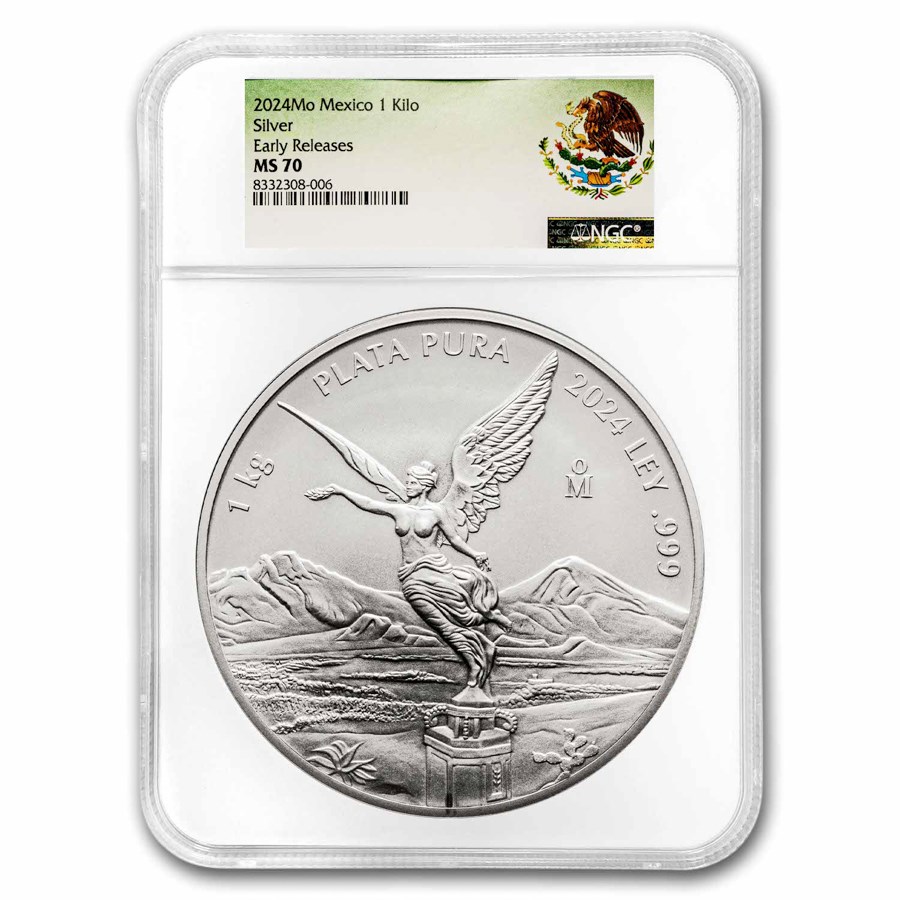 2024 Mexico 1 kilo Silver Libertad MS-70 NGC ER (Coat of Arms)