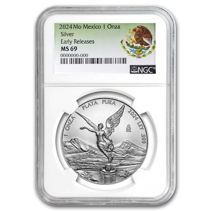 2024 Mexico 1 oz Silver Libertad MS-69 NGC (ER, Coat of Arms)
