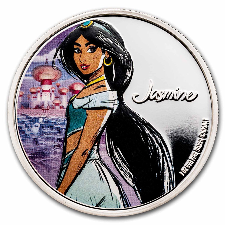 2024 Niue 1 oz Silver $2 Disney Jasmine in Special Jewelry Box
